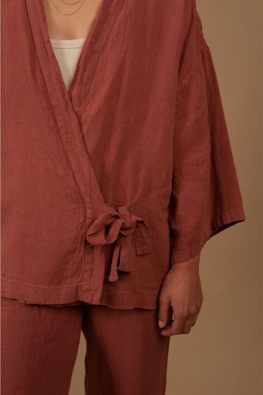 Veste kimono courte en chanvre - Couleur Chanvre
