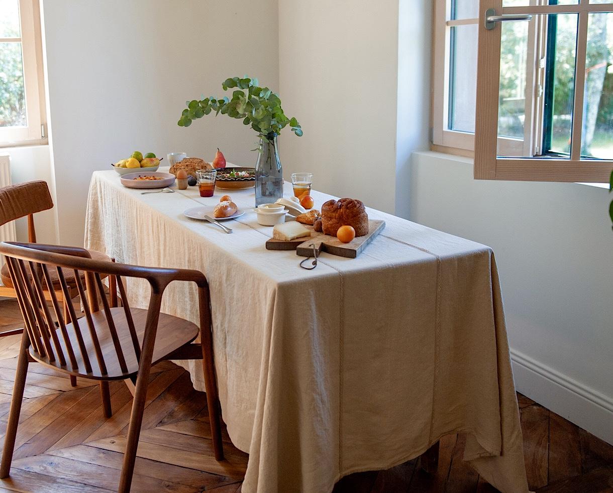 Nappe en lin dentelle Argile - Couleur Chanvre