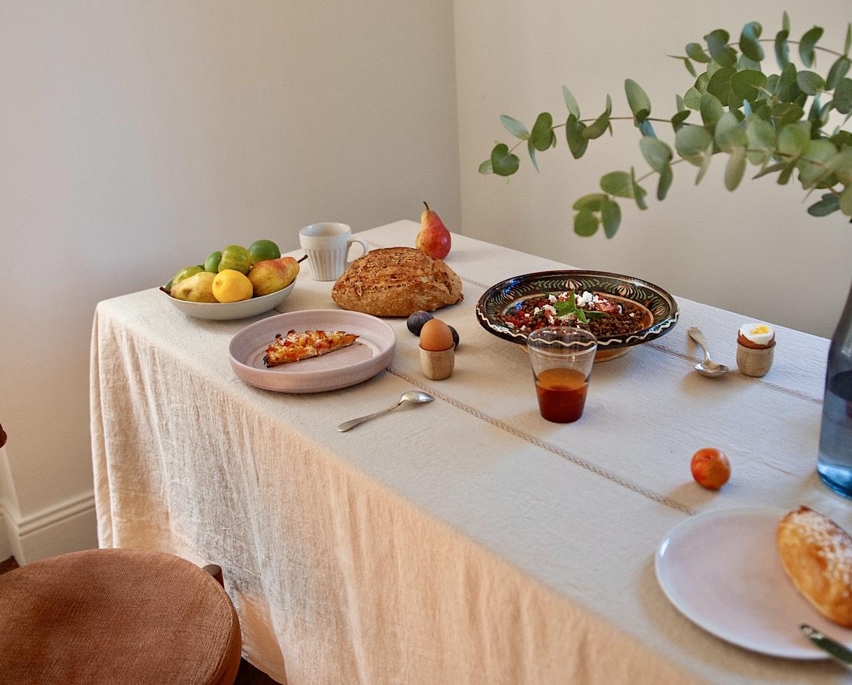 Nappe en lin dentelle Argile - Couleur Chanvre