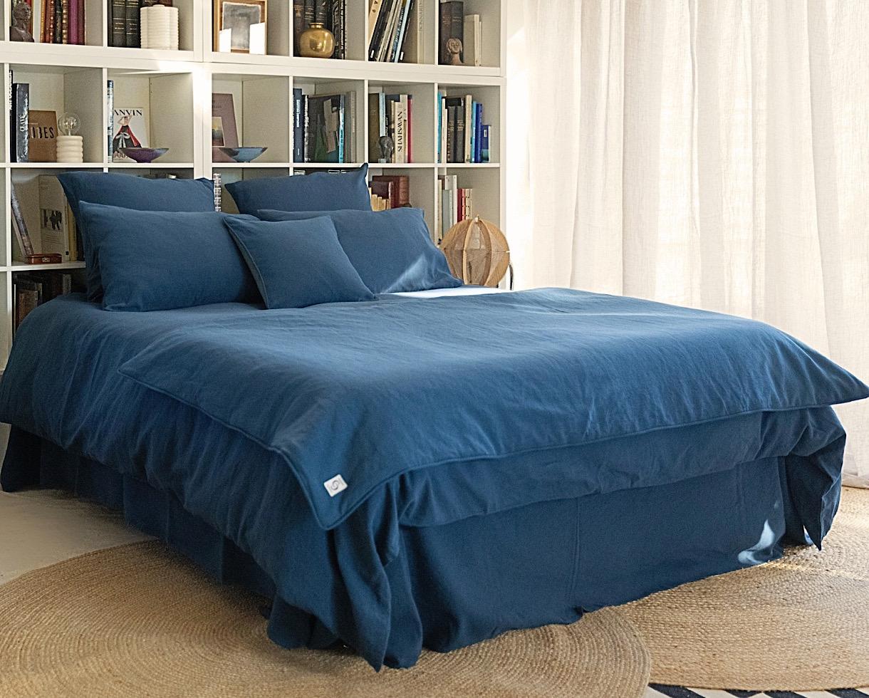 Housse de couette Lin Bleu du Japon - Couleur Chanvre