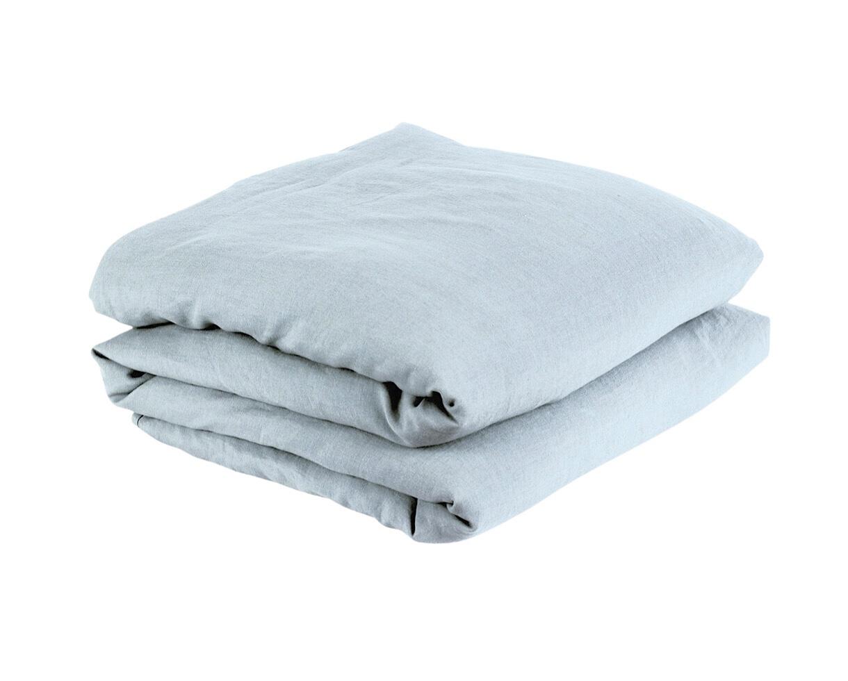 Housse de couette Lin Bleu Embruns - Couleur Chanvre