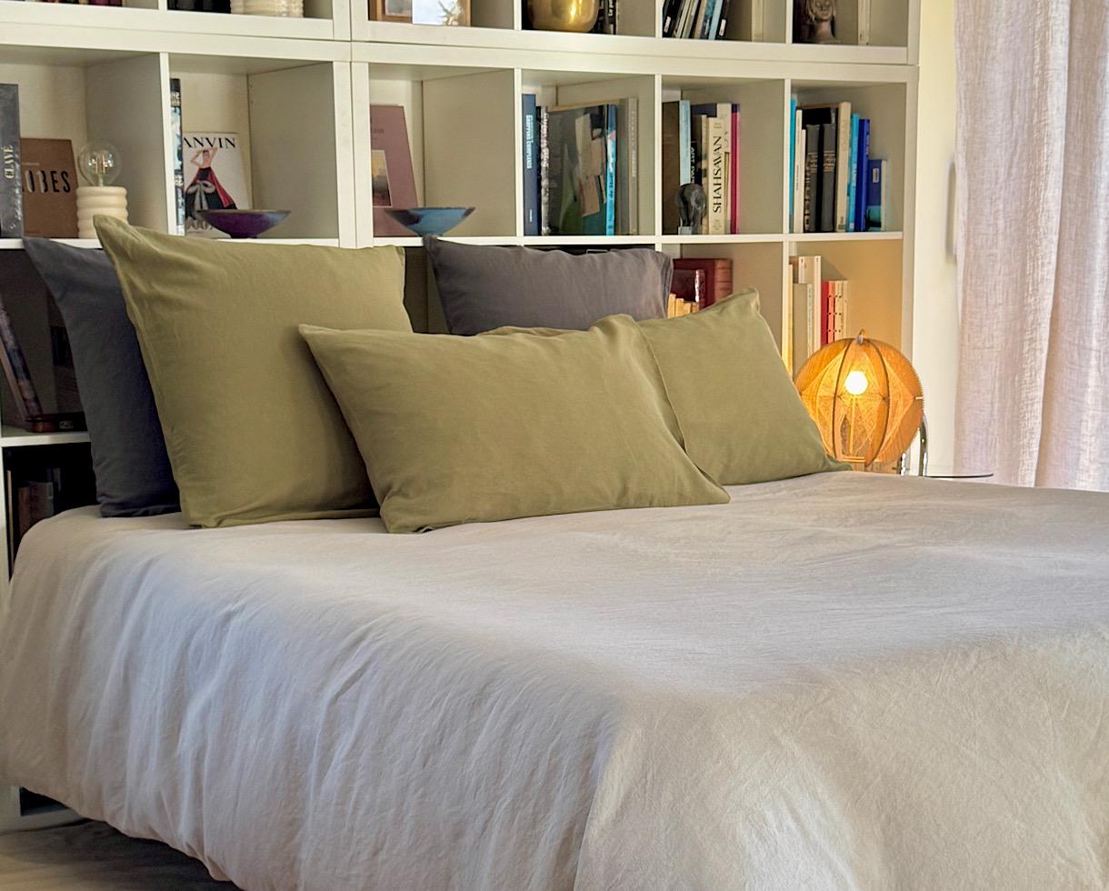 Linen Pillowcase Khaki - Couleur Chanvre