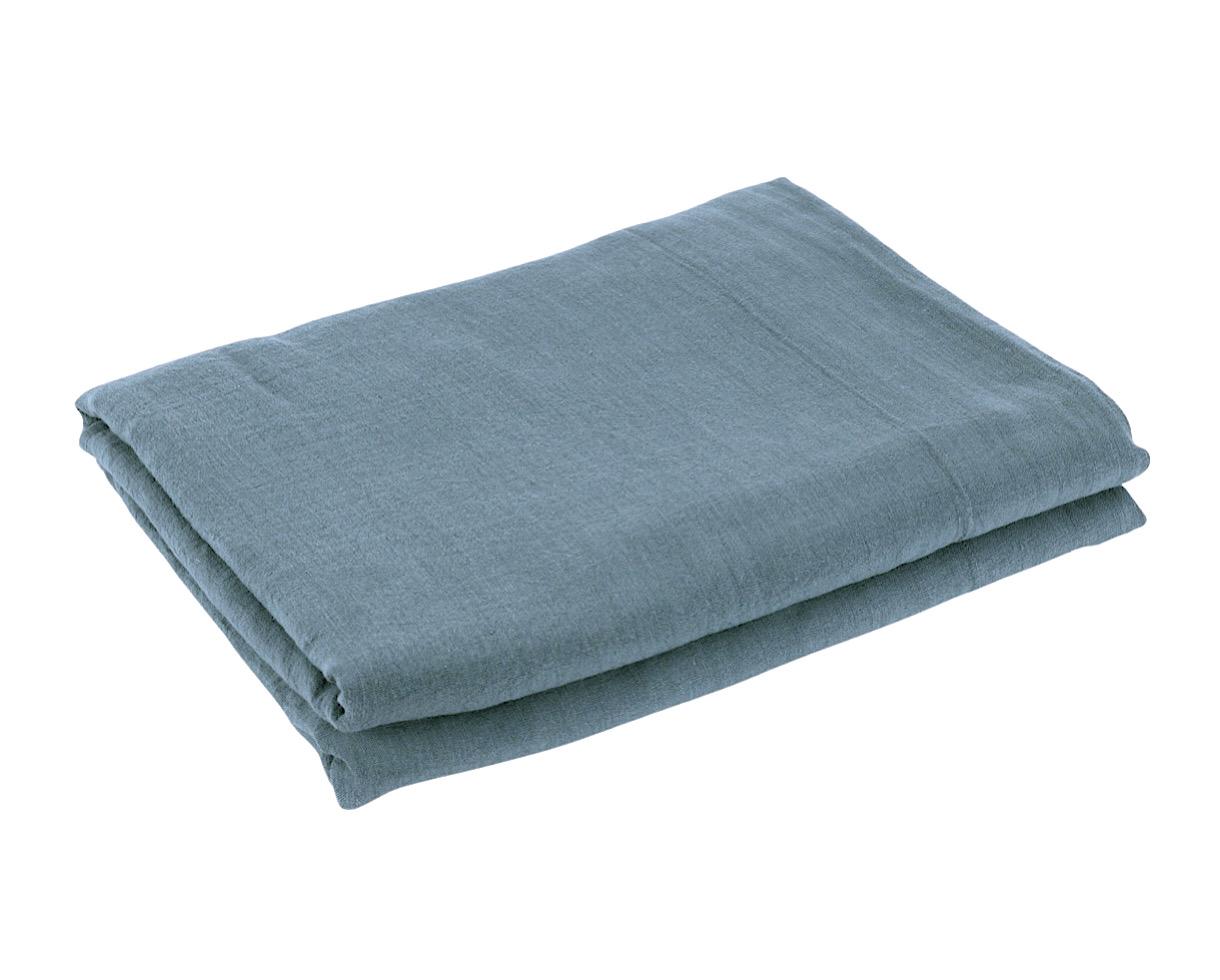 Drap plat Lin Thé bleu - Couleur Chanvre