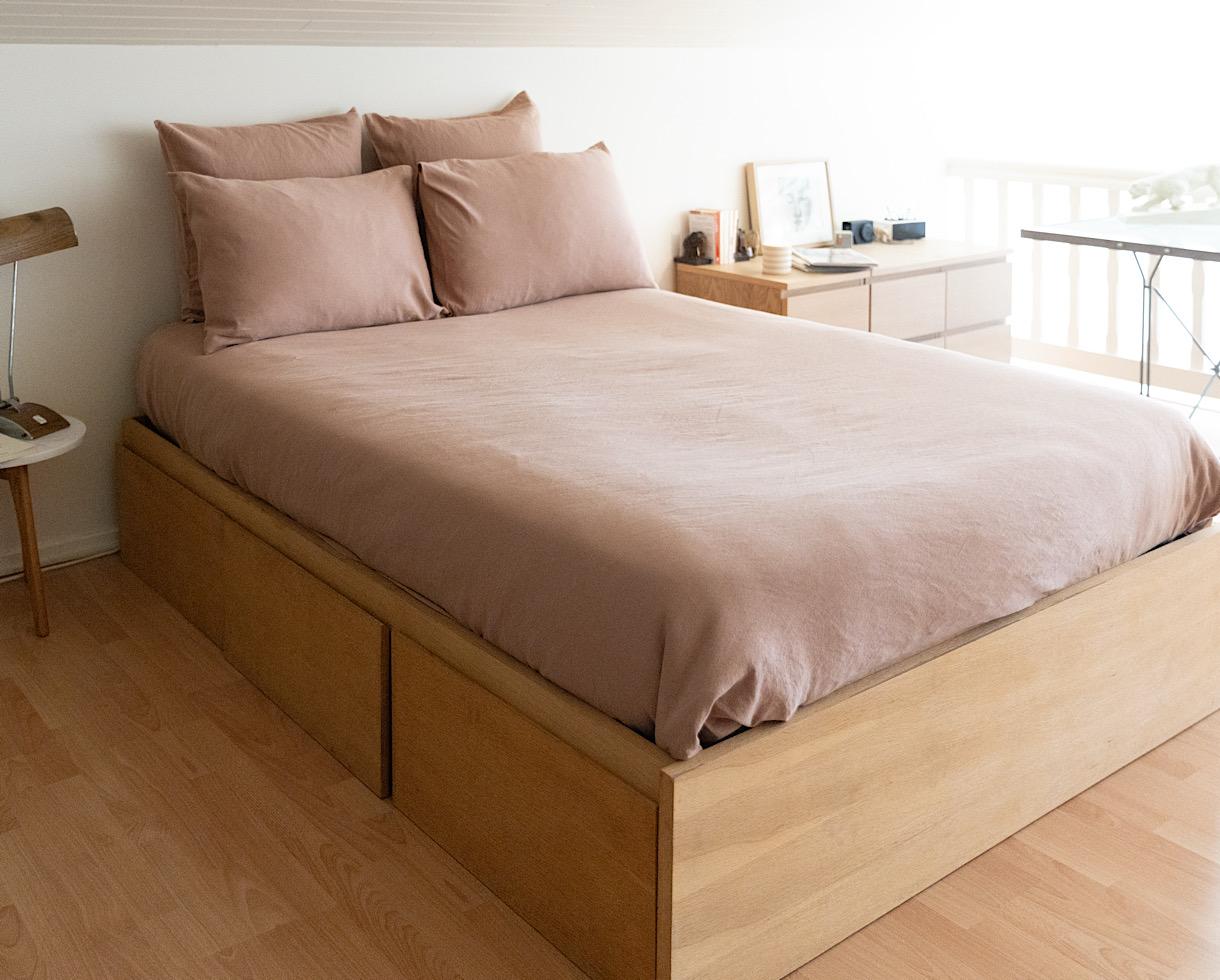 Drap plat Lin Rose des sables - Couleur Chanvre