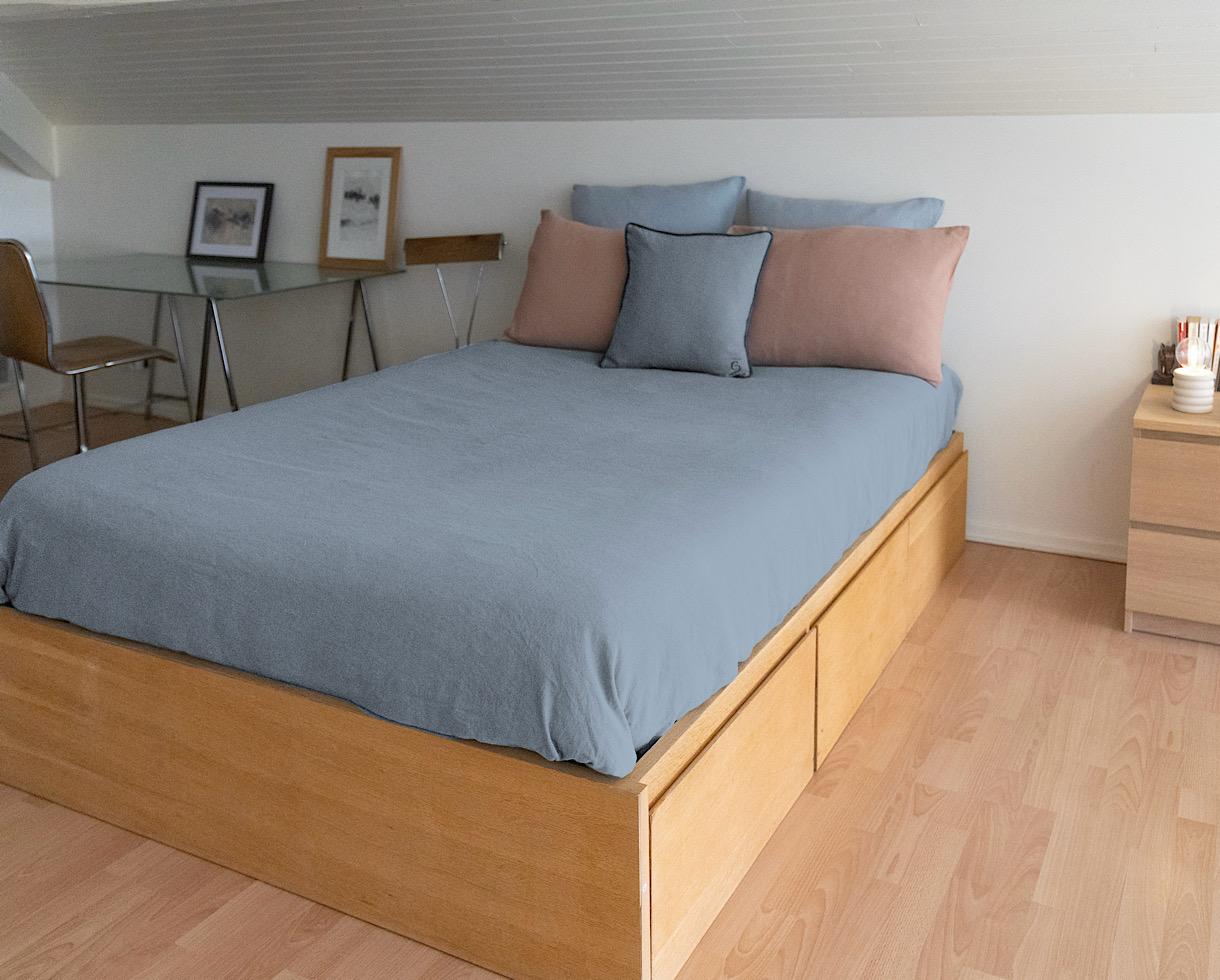 Linen Flat Sheet Embruns Blue - Couleur Chanvre