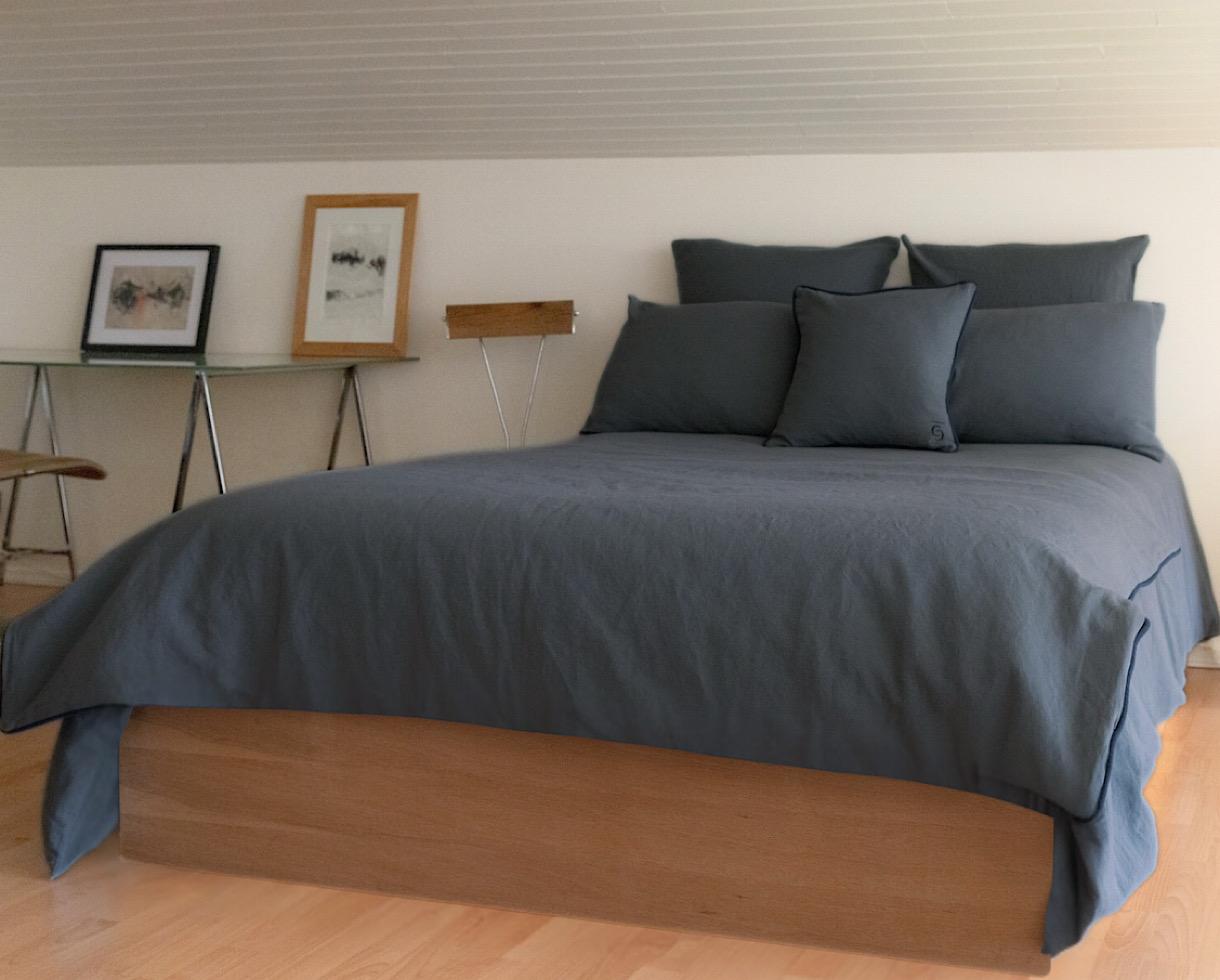 Drap plat Lin Anthracite - Couleur Chanvre