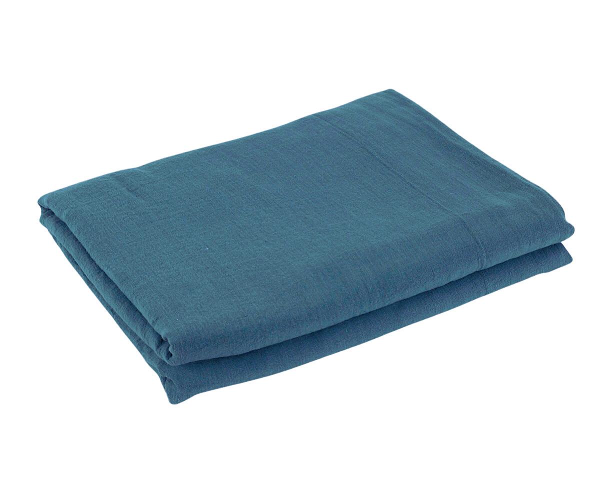 Drap plat Lin Bleu Austral - Couleur Chanvre