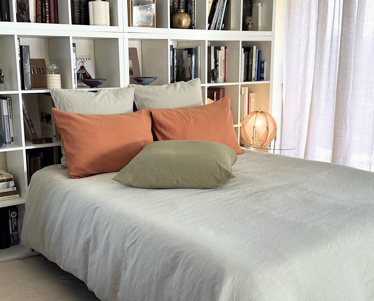 Drap plat Lin Gris Perle - Couleur Chanvre