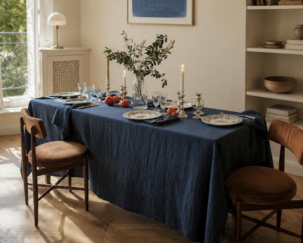 Linetxea Tablecloth Japan Blue - Couleur Chanvre