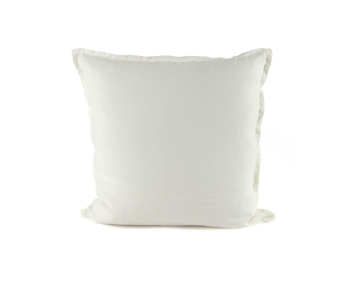 Taie d'oreiller chanvre avec volant plat Blanc de chaux - Couleur Chanvre