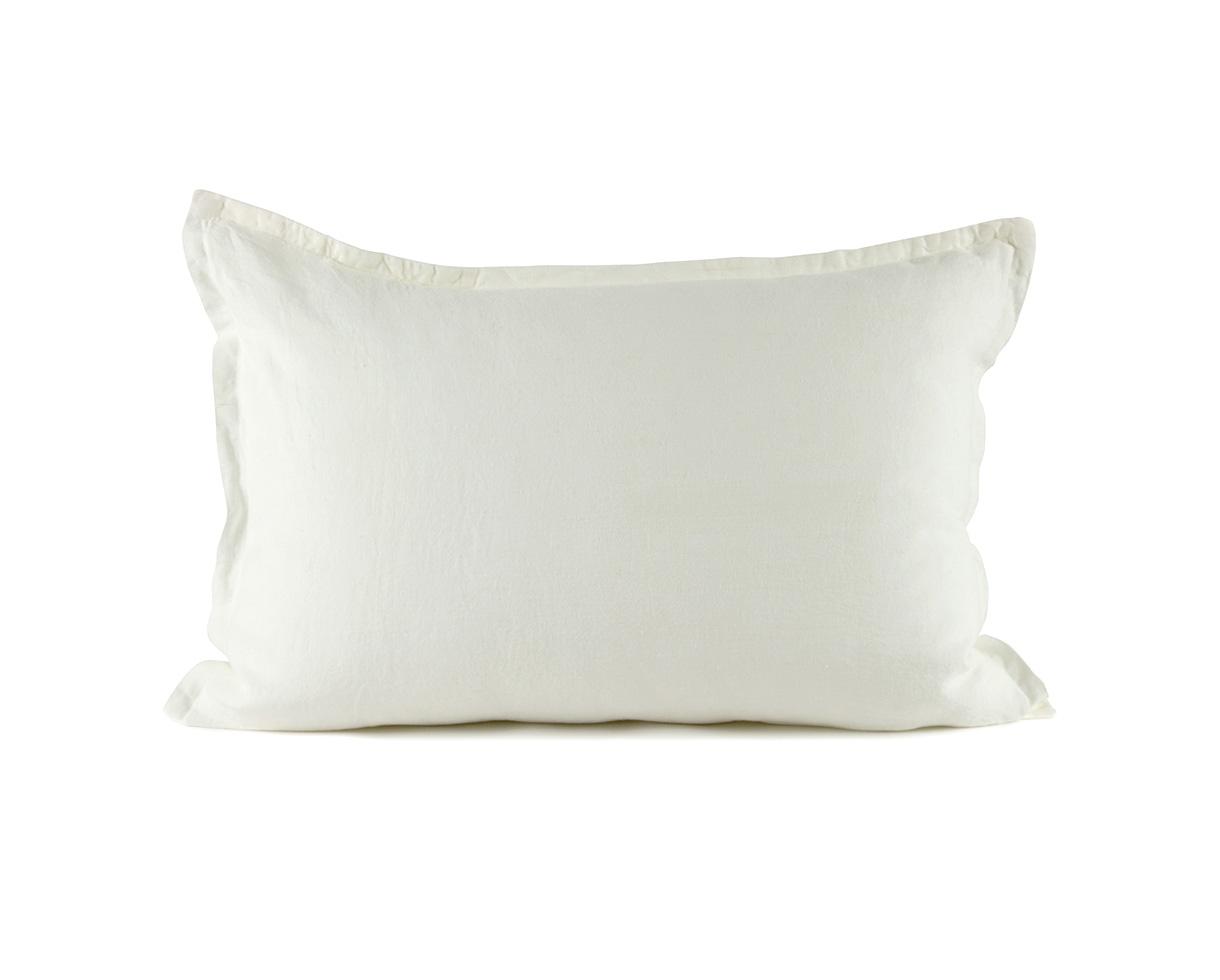 Taie d'oreiller chanvre avec volant plat Blanc de chaux - Couleur Chanvre
