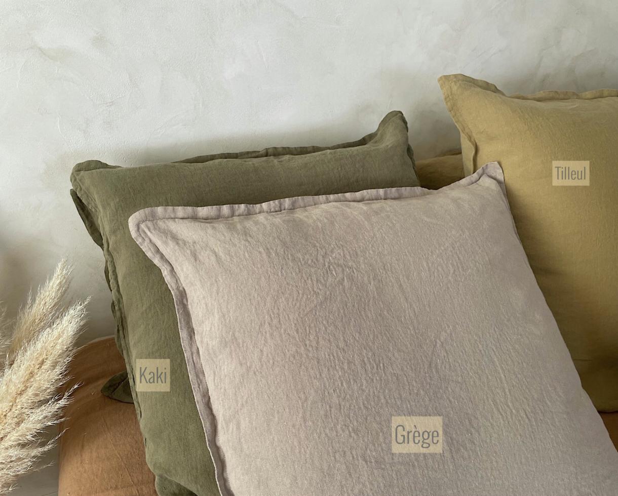Pillowcase with flounce Khaki - Couleur Chanvre