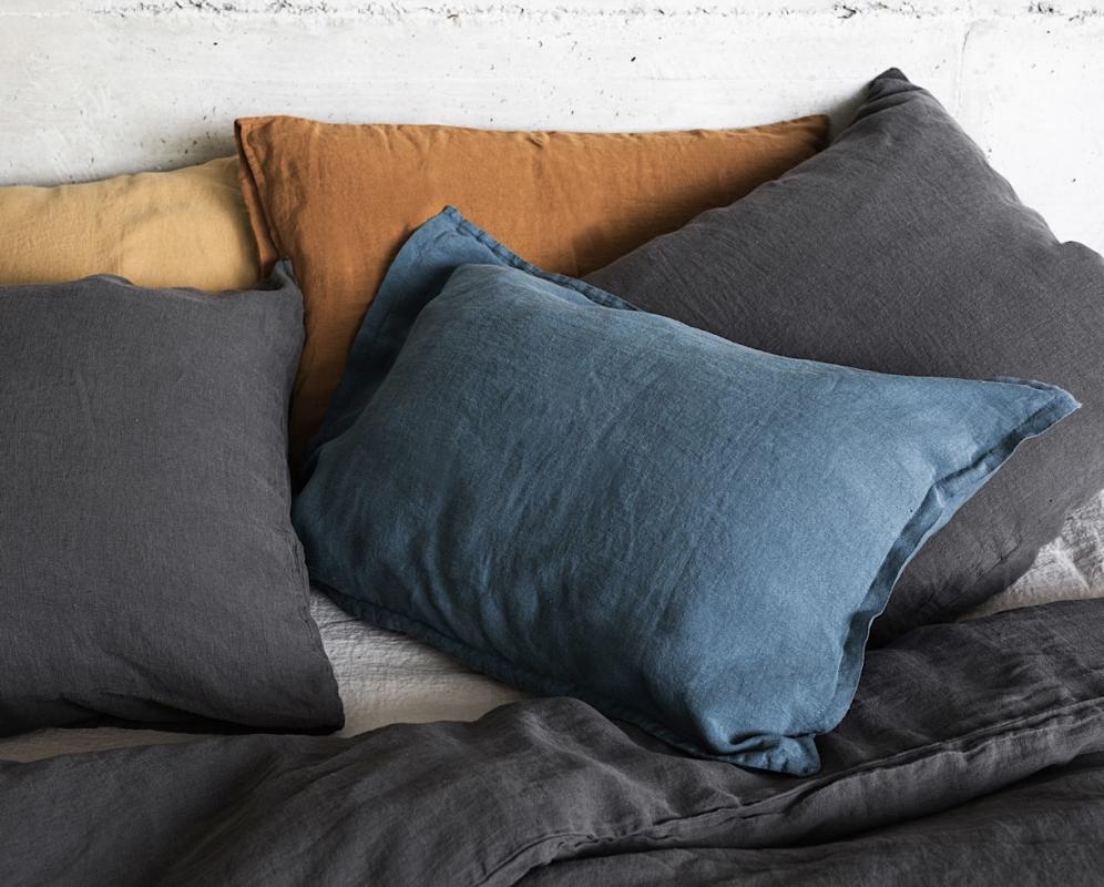 Taie d'oreiller chanvre avec volant plat - Couleur Chanvre
