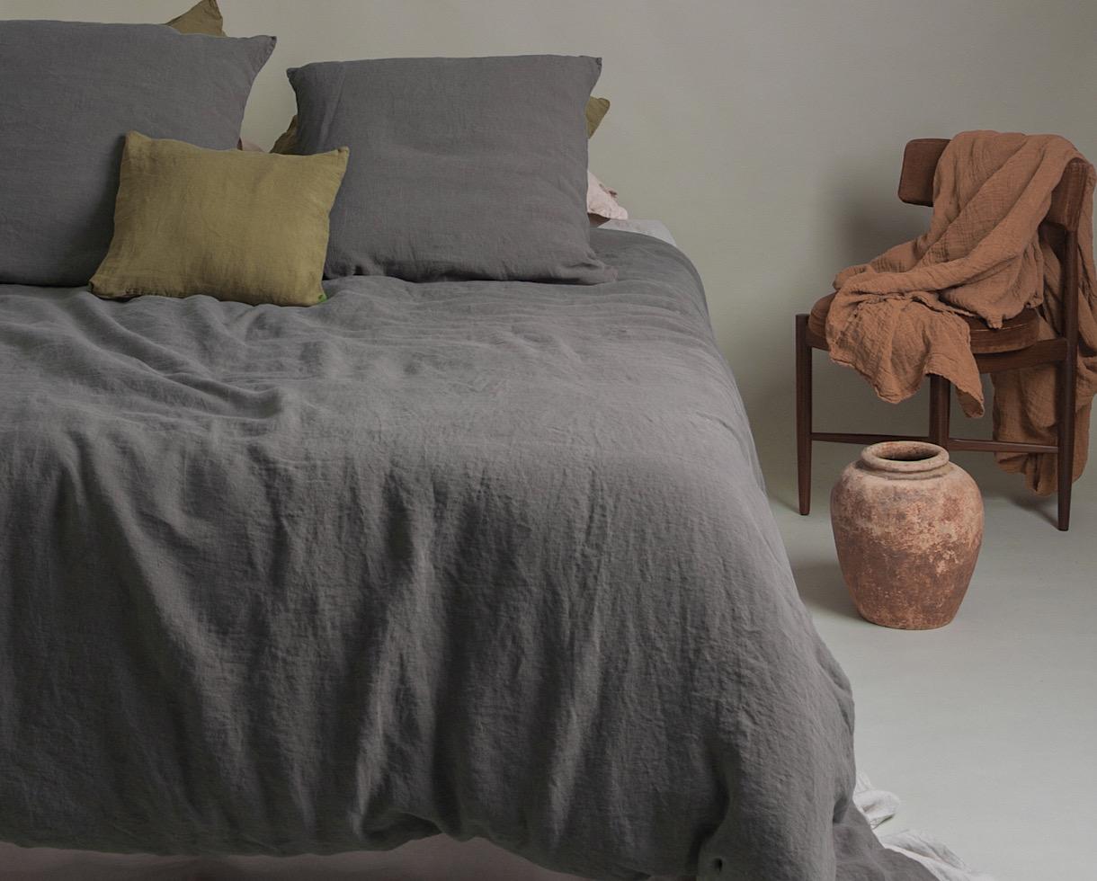 Drap housse chanvre pur Poivre Gris - Couleur Chanvre