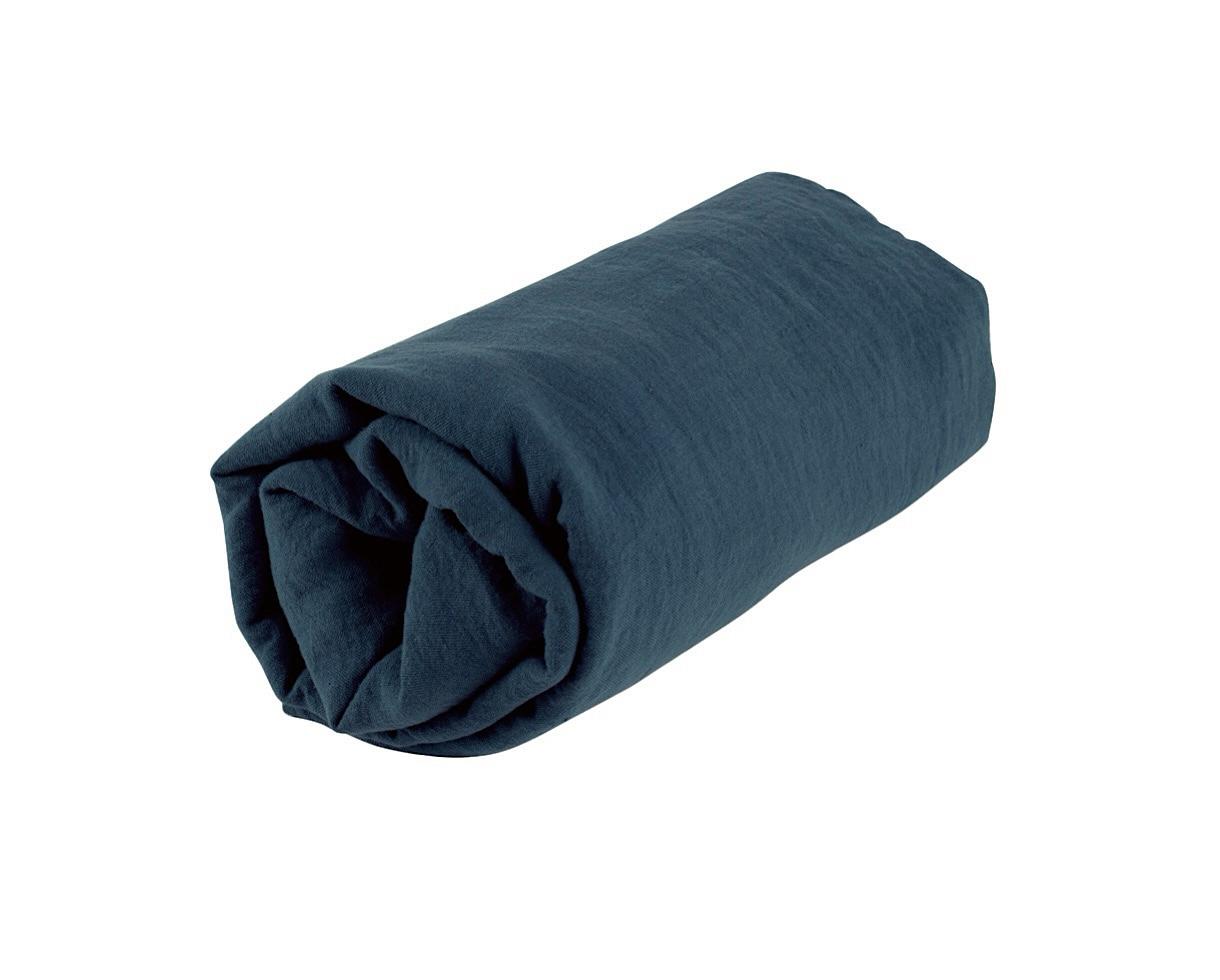 Pure hemp fitted sheet Japan Blue - Couleur Chanvre