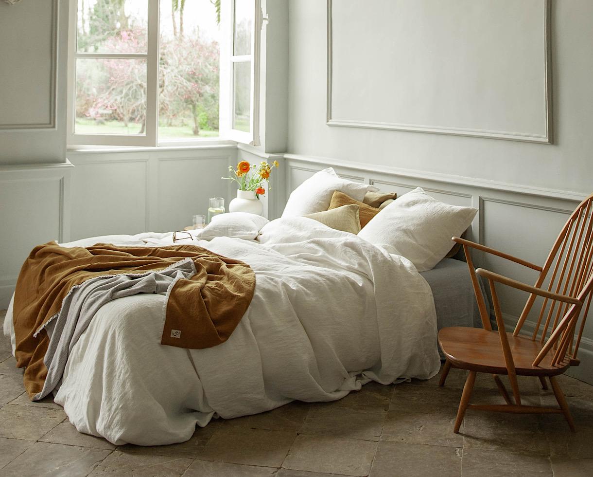 Pure hemp flat sheet White Limestone - Couleur Chanvre