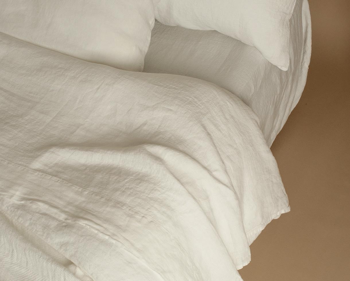 Drap plat chanvre pur Blanc de chaux - Couleur Chanvre
