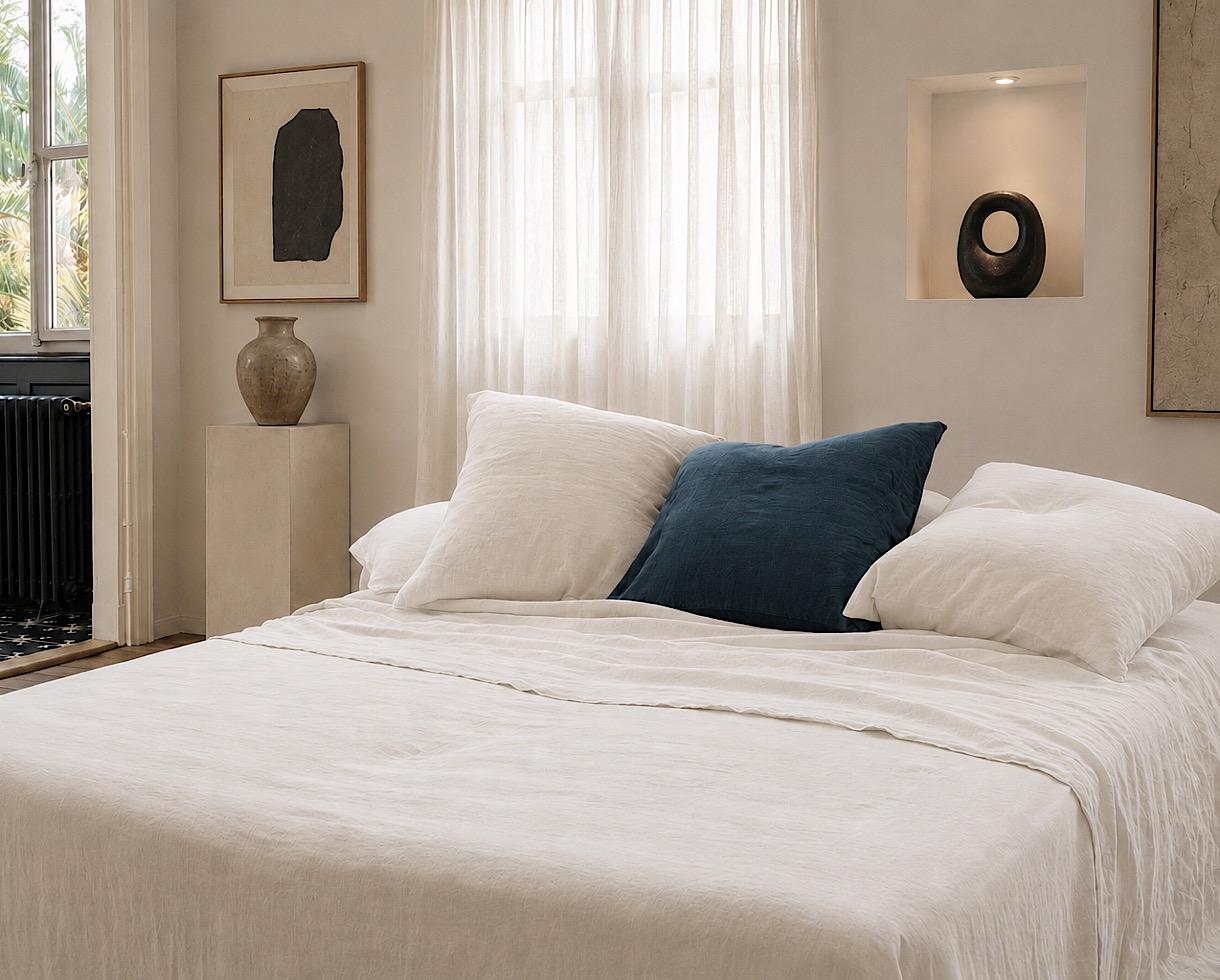 Pure hemp flat sheet White Limestone - Couleur Chanvre