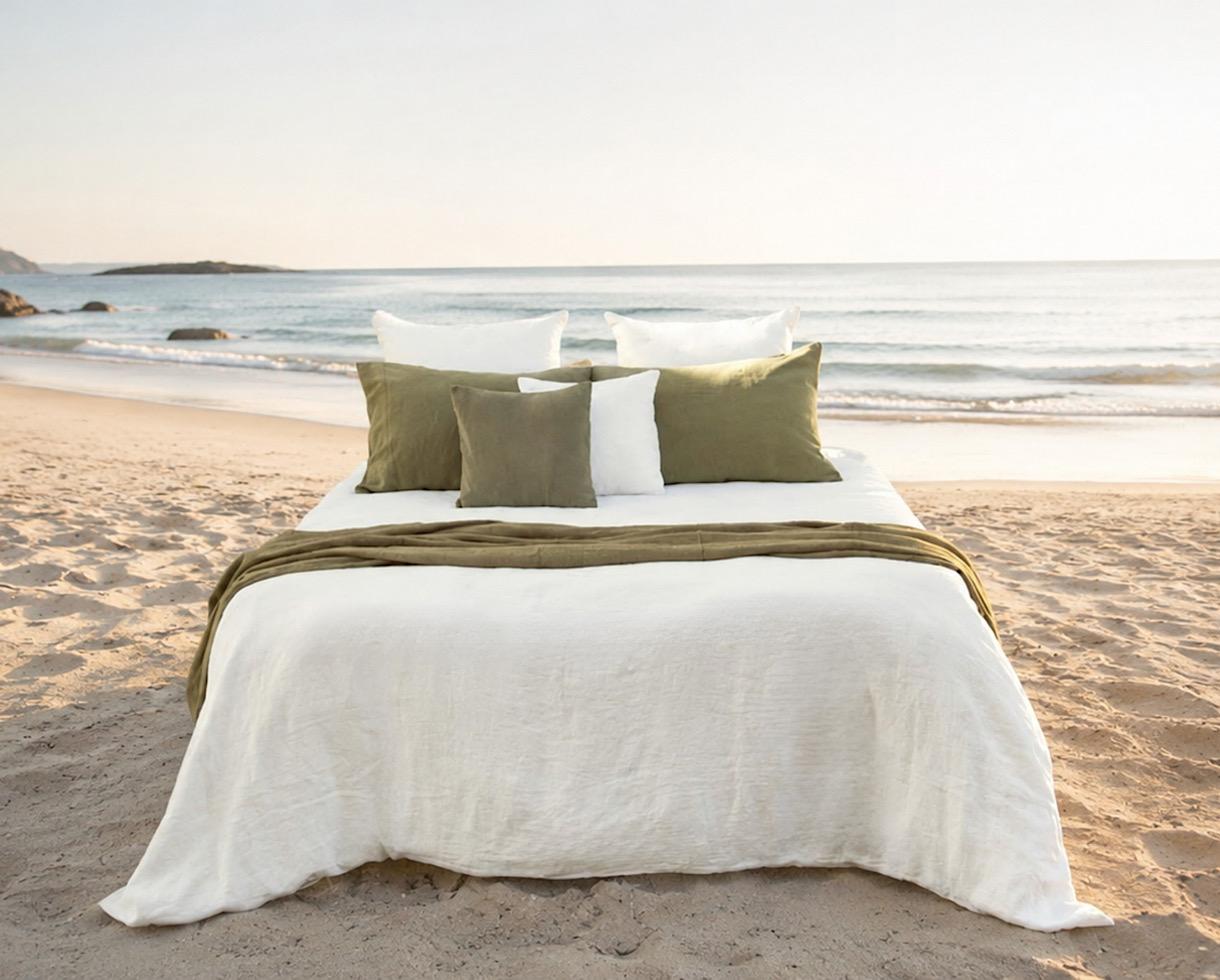 Housse de couette chanvre pur Blanc de chaux - Couleur Chanvre