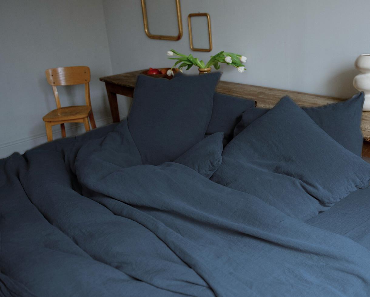 Housse de couette chanvre pur Bleu du Japon - Couleur Chanvre