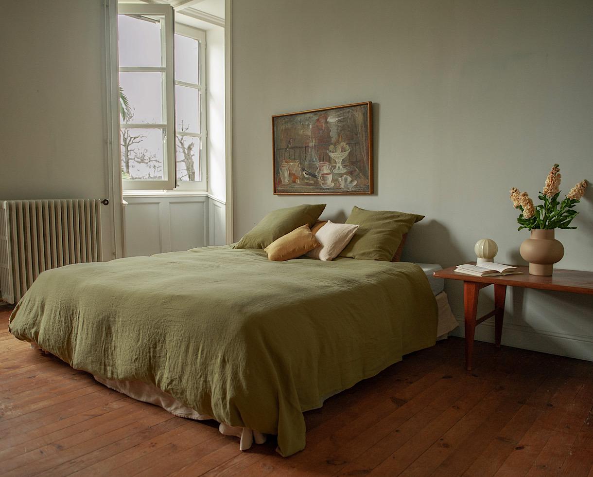 Housse de couette chanvre pur Kaki - Couleur Chanvre