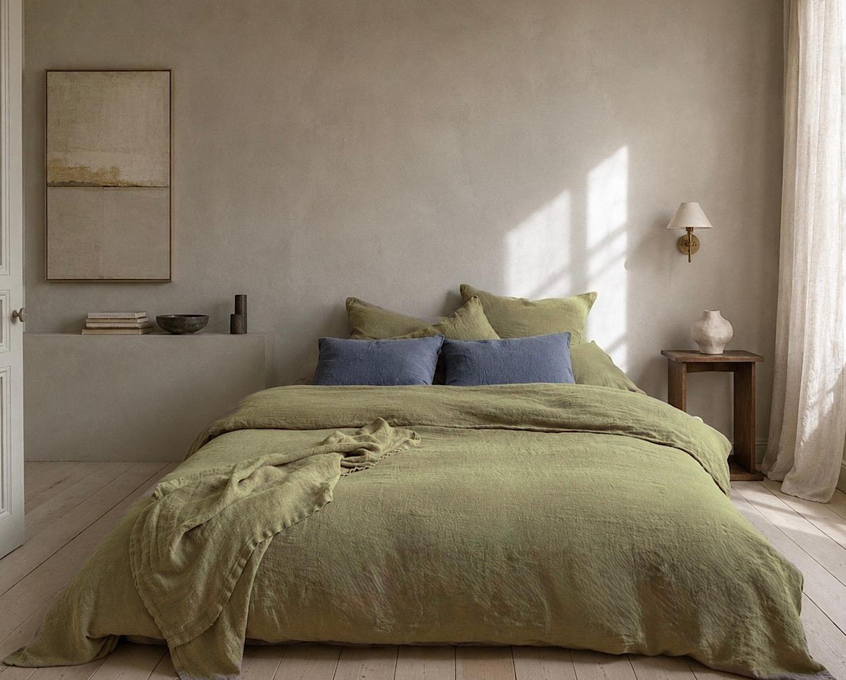 Housse de couette chanvre pur Kaki - Couleur Chanvre