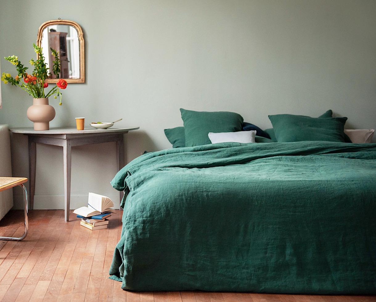 Pure hemp duvet cover Emerald Green - Couleur Chanvre