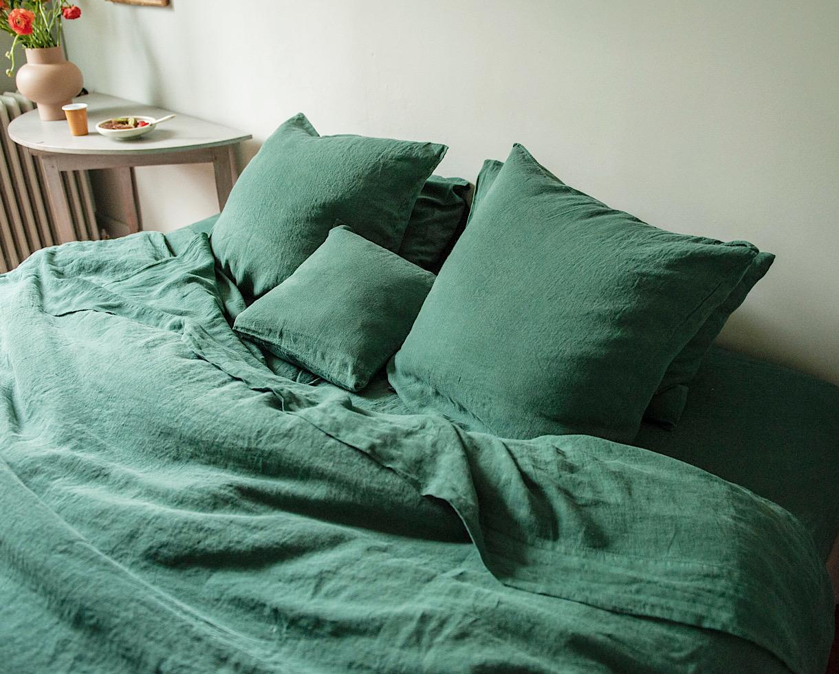 Housse de couette en chanvre Vert Emeraude - Couleur Chanvre