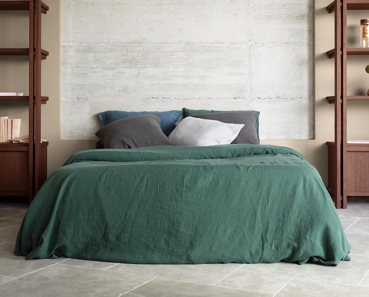Bettbezug aus reinem Hanf Smaragdgrün - Couleur Chanvre