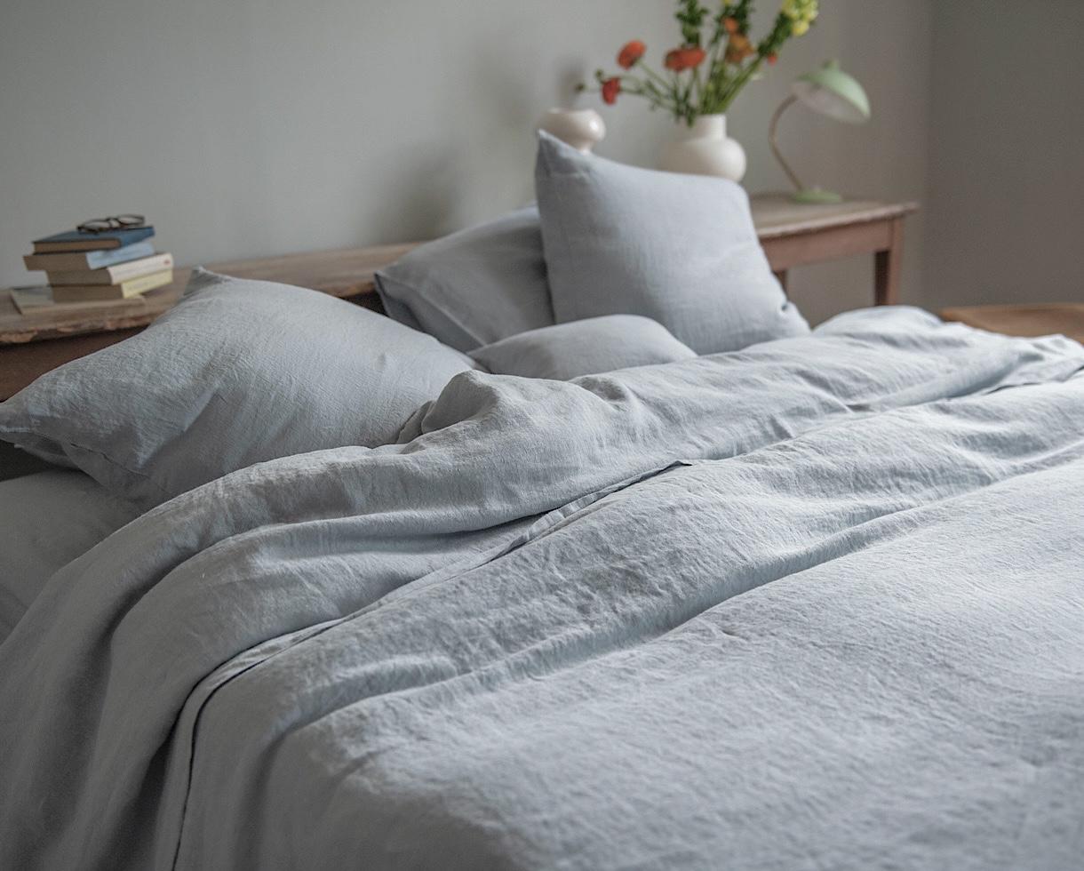 Housse de couette en chanvre Bleu Embruns - Couleur Chanvre