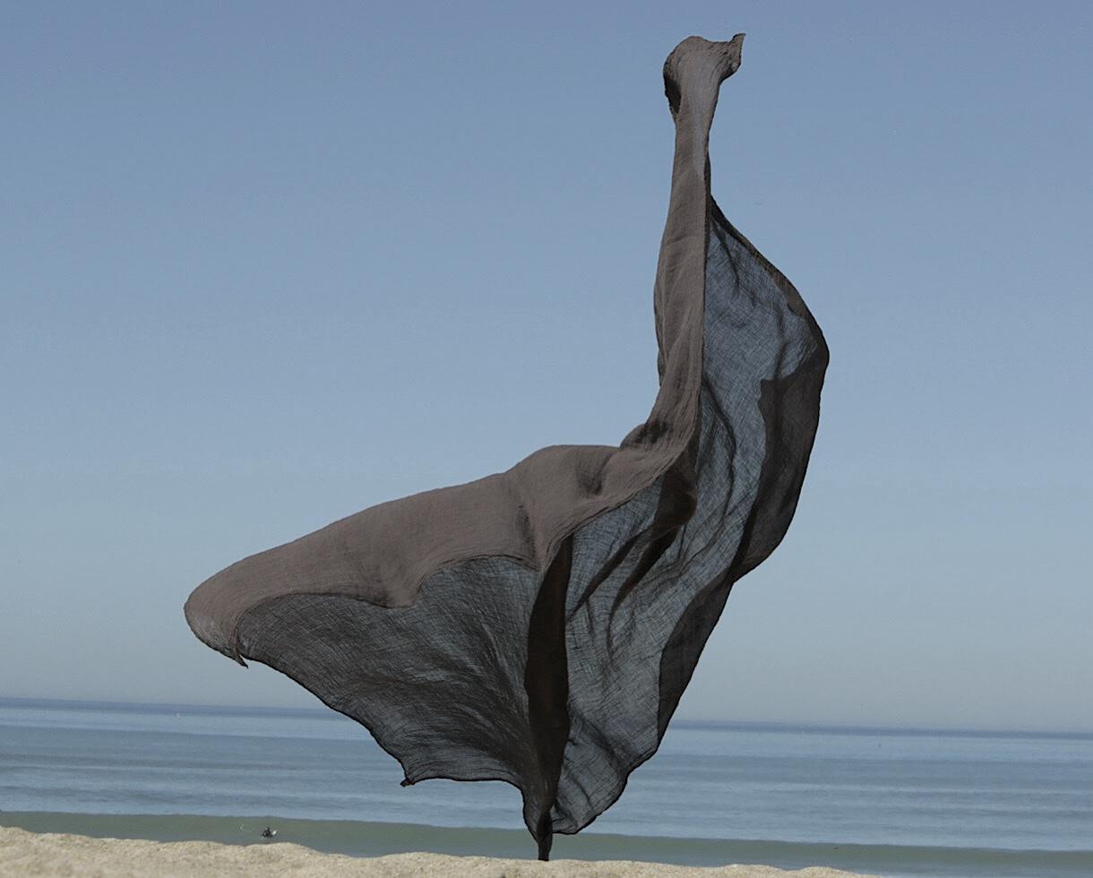 Rideau en gauze de chanvre pur Poivre Gris - Couleur Chanvre