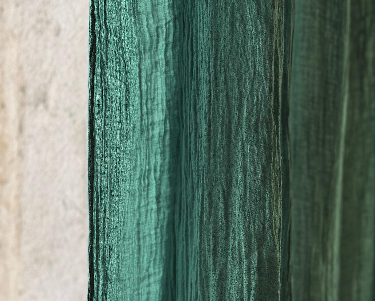 Rideau en gauze de chanvre pur Vert Emeraude - Couleur Chanvre