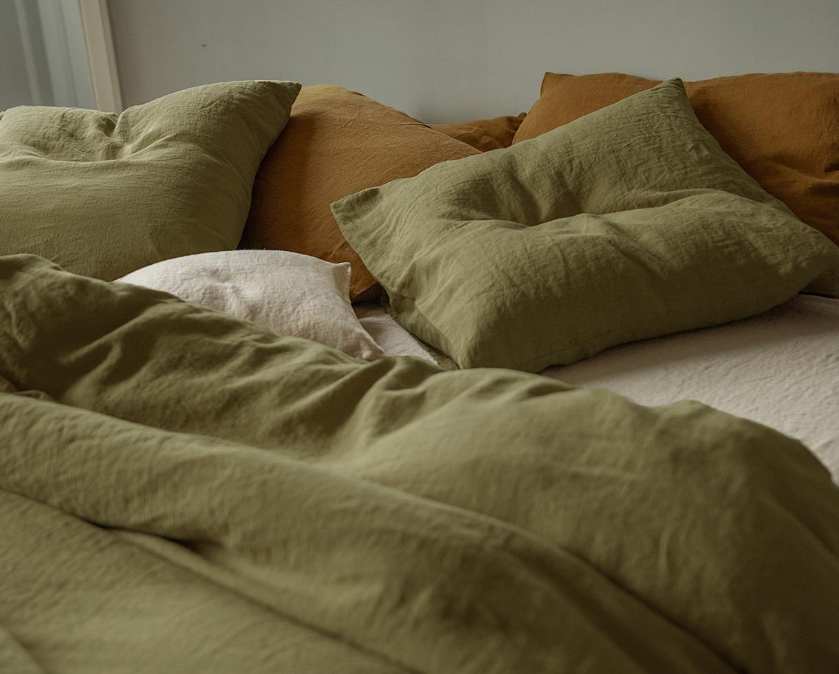 Taie d'oreiller chanvre pur Kaki - Couleur Chanvre