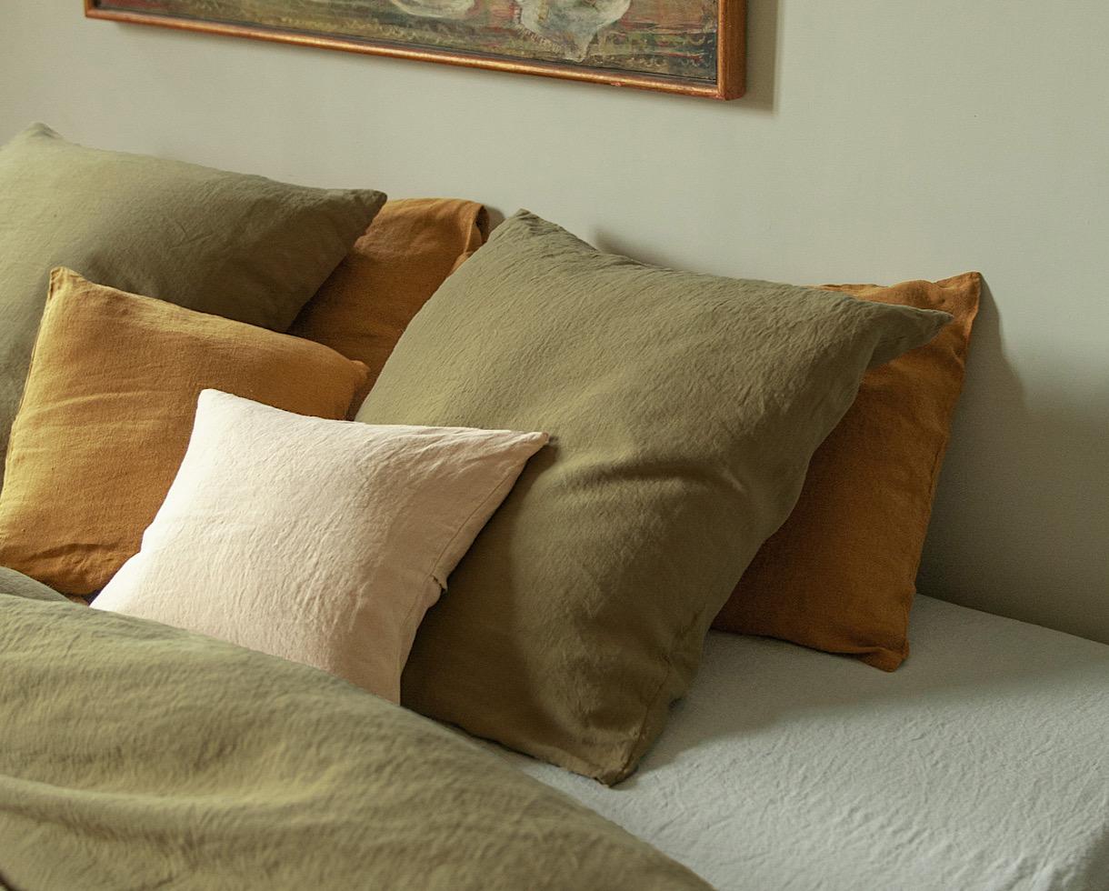 Taie d'oreiller chanvre pur Kaki - Couleur Chanvre