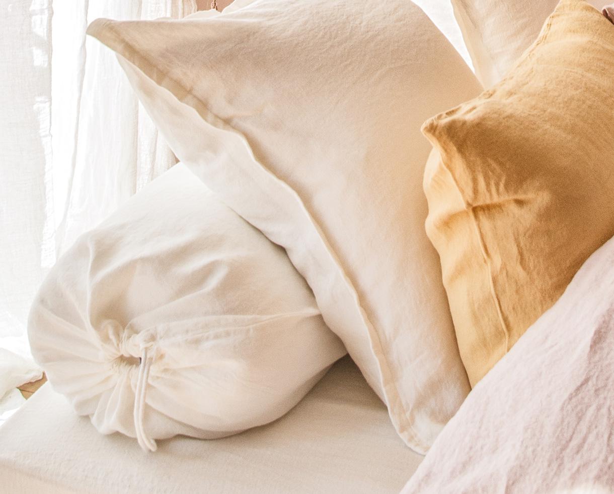 Housse de traversin chanvre pur Blanc de chaux - Couleur Chanvre