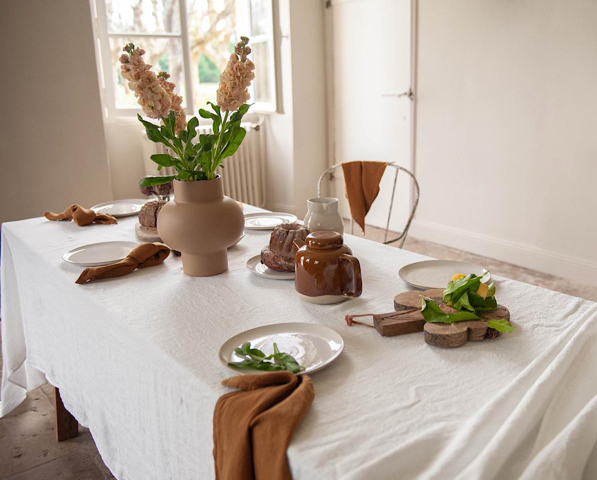 Linen tablecloth White Limestone - Couleur Chanvre