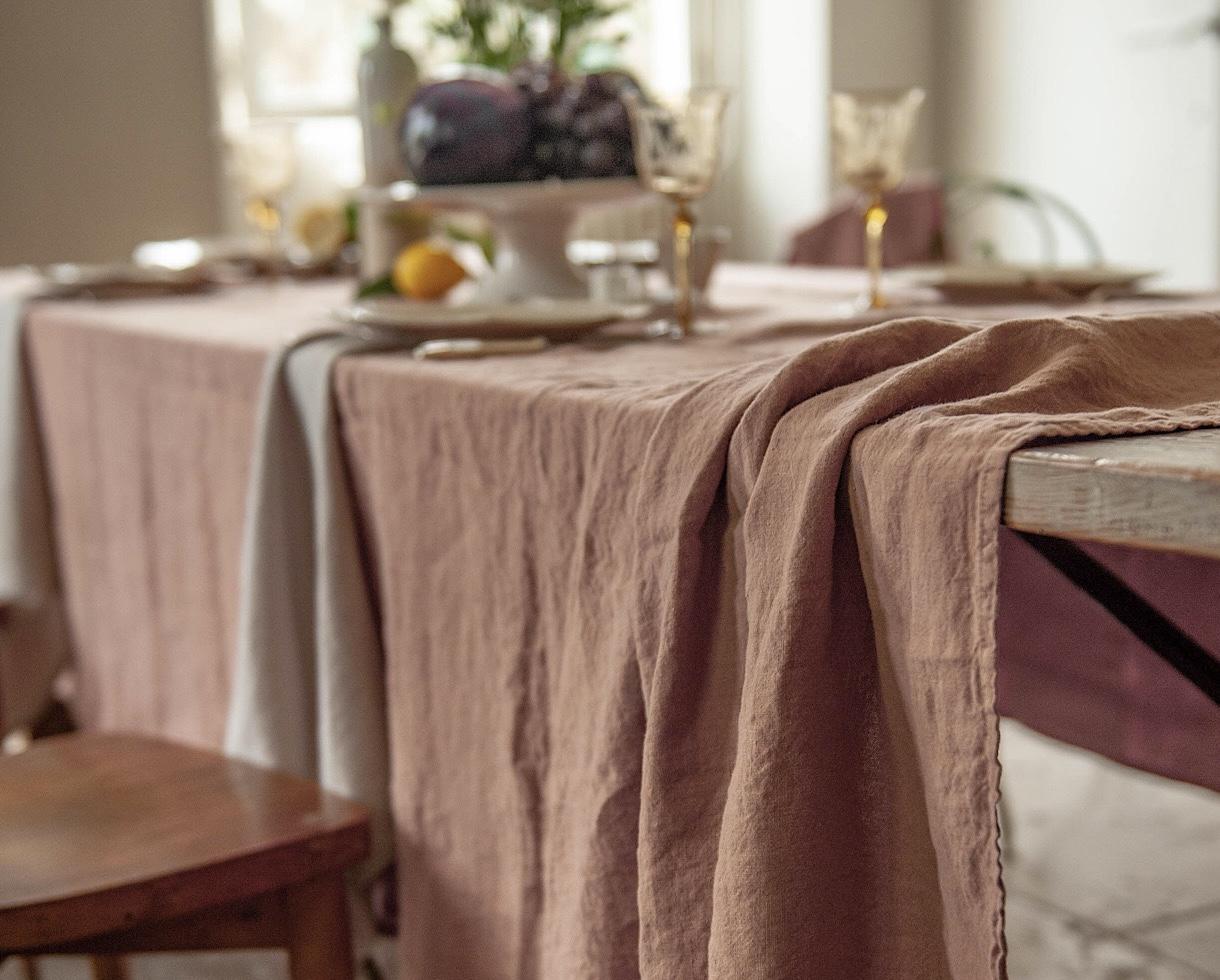 Linen tablecloth Sand Rose - Couleur Chanvre