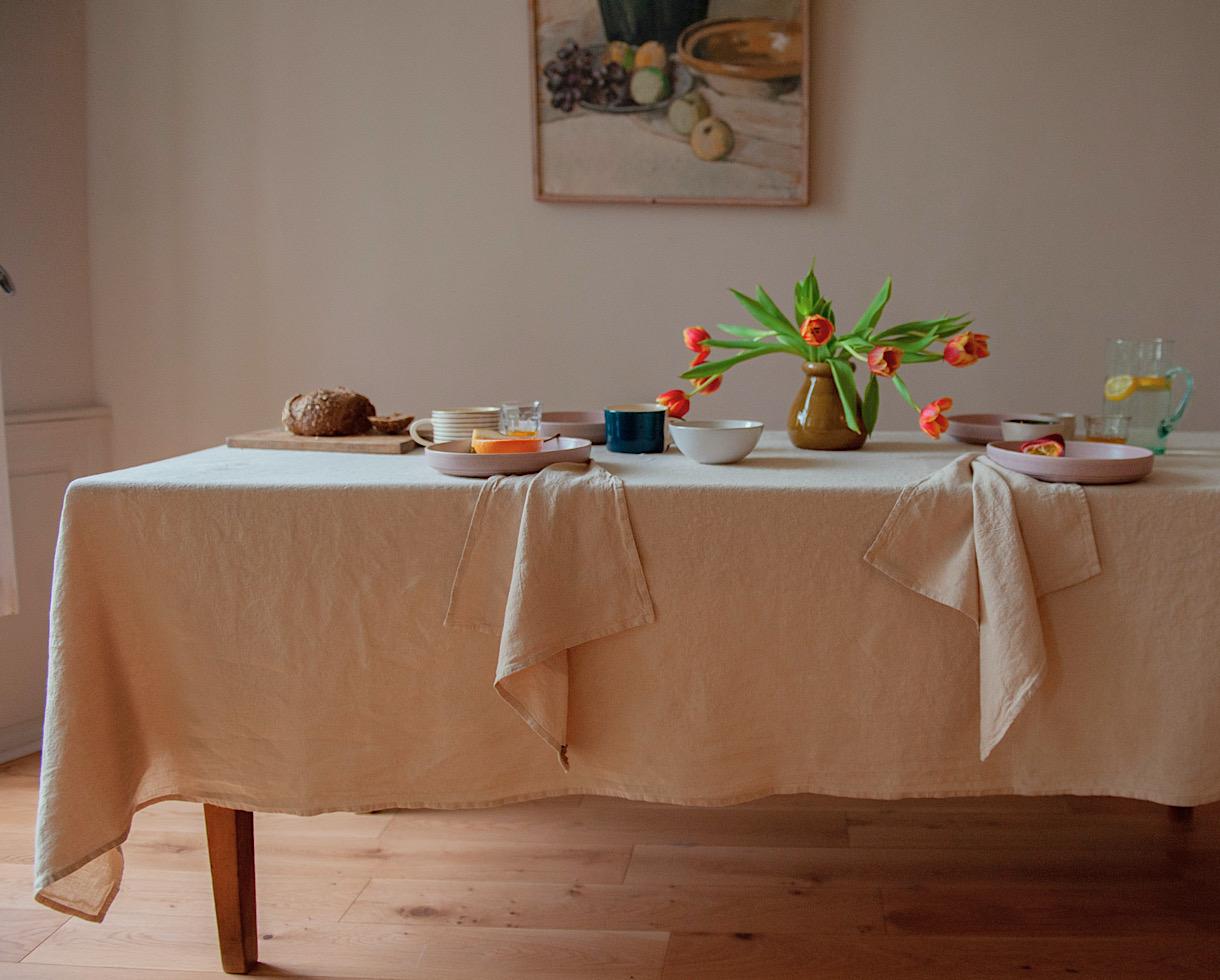 Linen tablecloth Clay - Couleur Chanvre