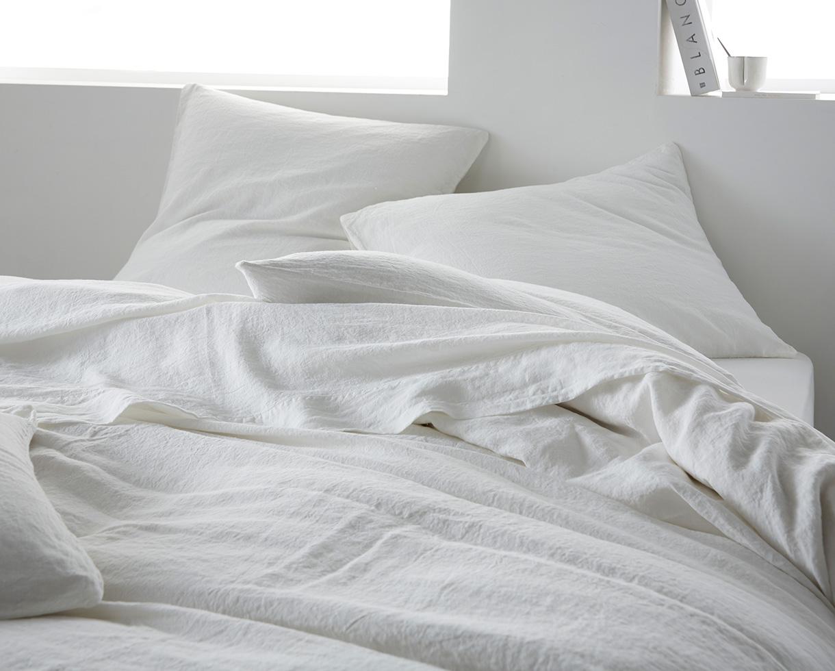 Drap plat en lin 100% Blanc de chaux - Couleur Chanvre