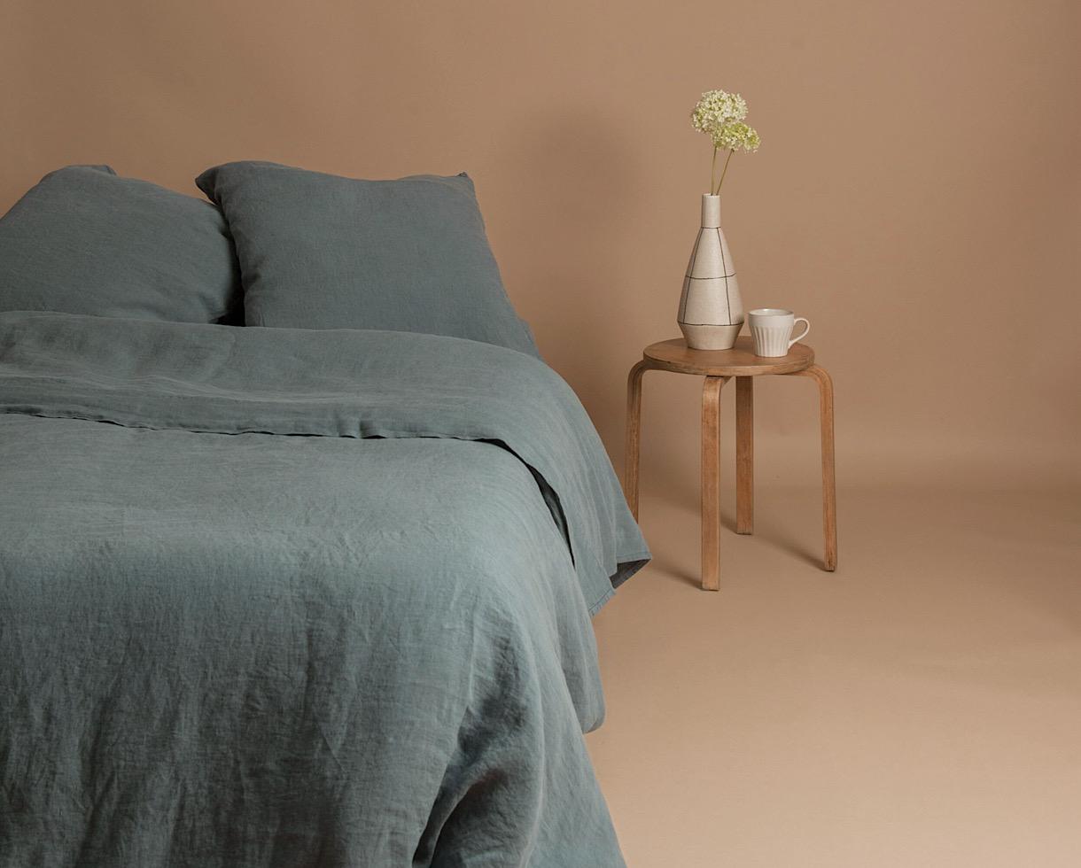 100% Linen flat sheet Blue Tea - Couleur Chanvre