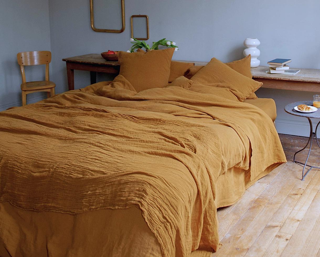 Drap plat en lin 100% Havane - Couleur Chanvre