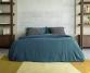 Drap plat en lin 100% Bleu Austral - Couleur Chanvre