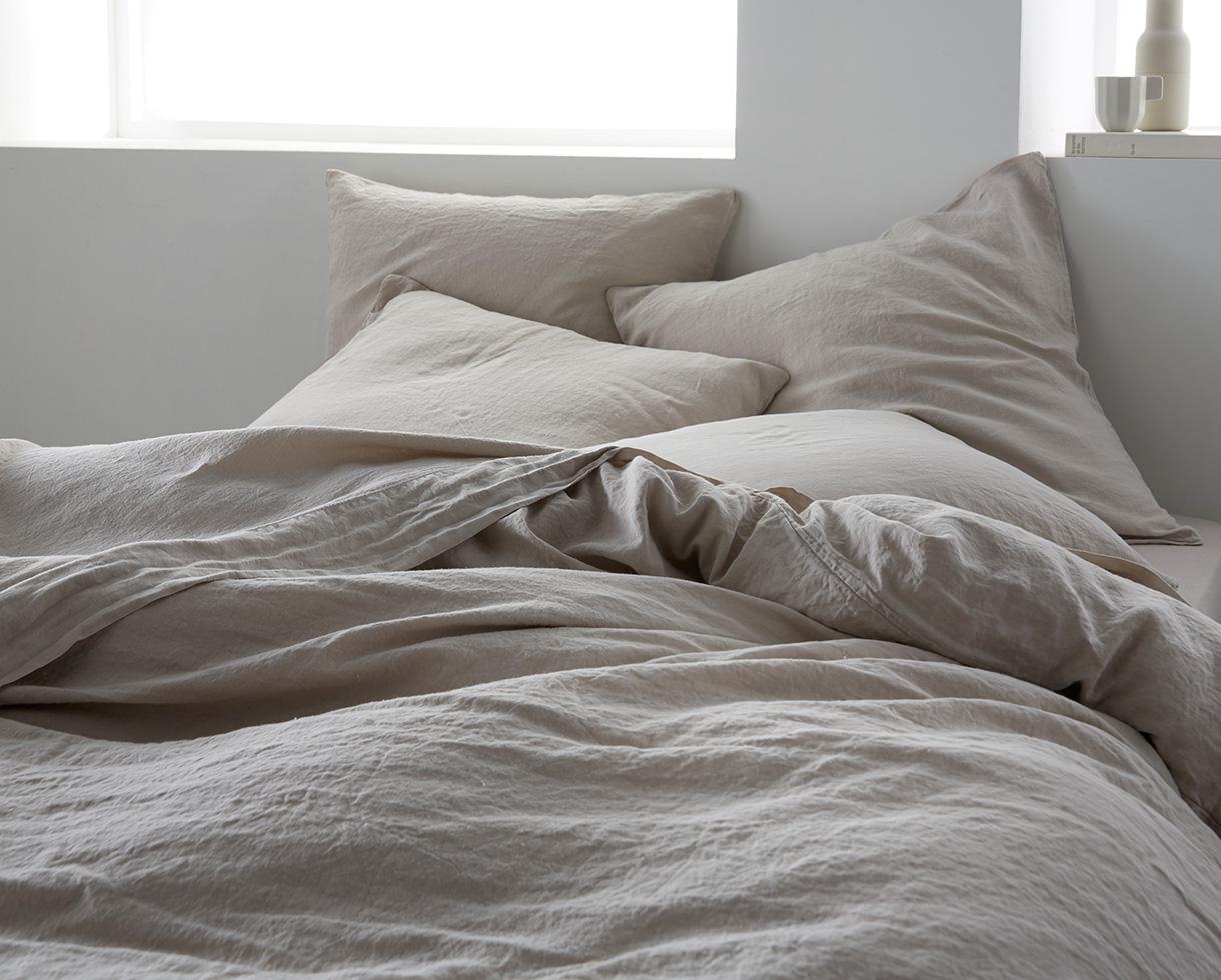 100% Linen flat sheet Pearl Grey - Couleur Chanvre