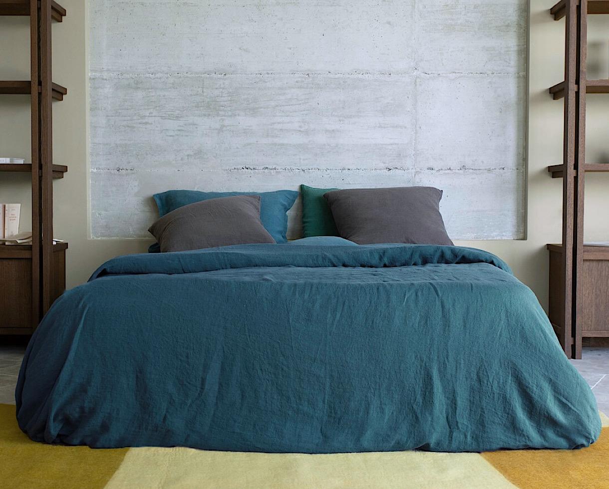 100% Linen duvet cover Austral Blue - Couleur Chanvre