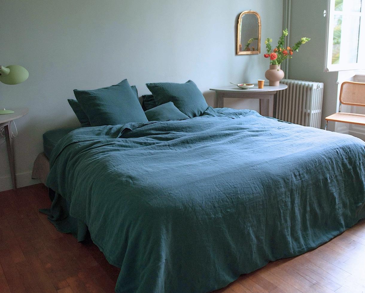 100% Linen duvet cover Austral Blue - Couleur Chanvre