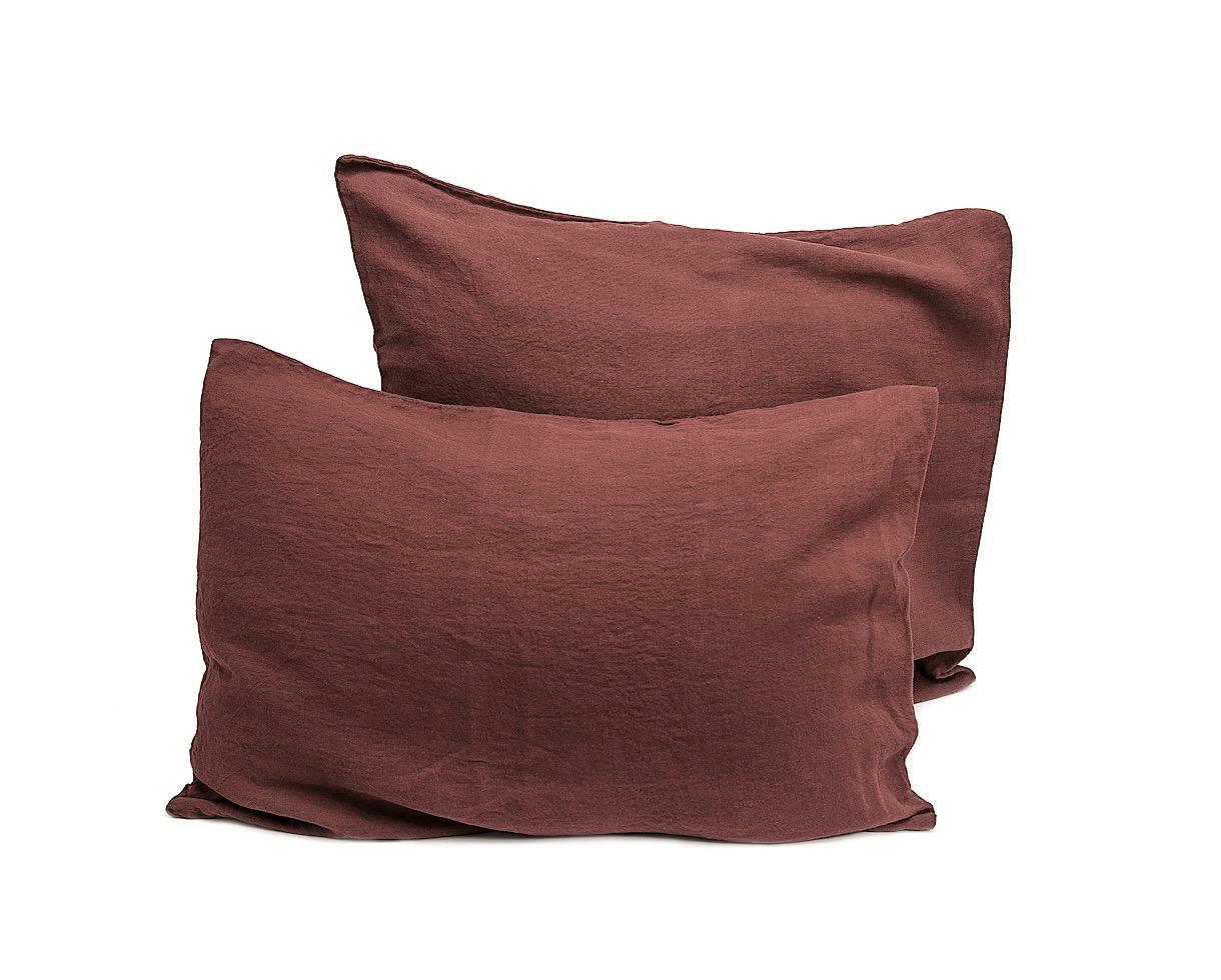 Taie d'oreiller en lin 100% Ocre Rouge - Couleur Chanvre