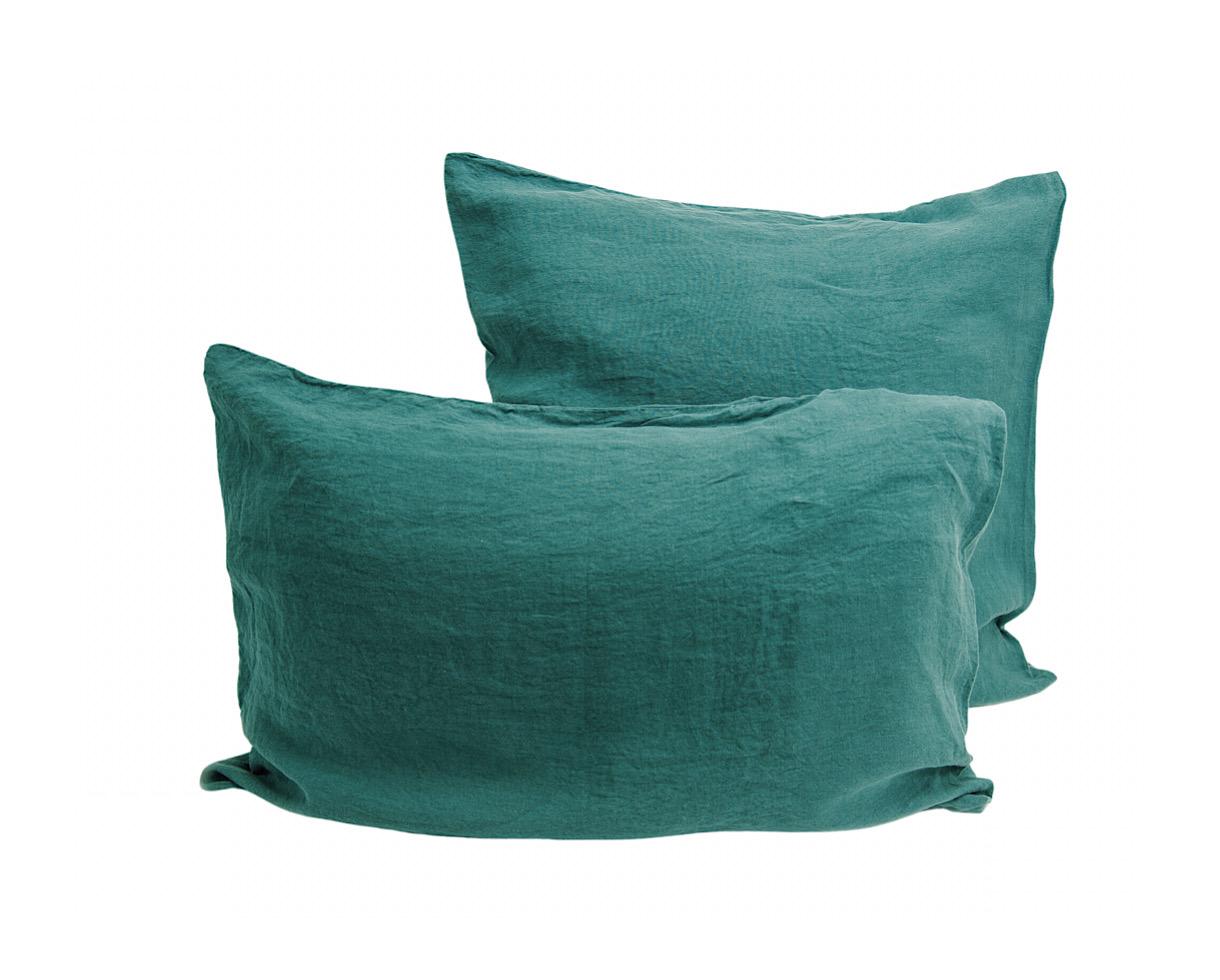 Taie d'oreiller en lin 100% Vert Emeraude - Couleur Chanvre