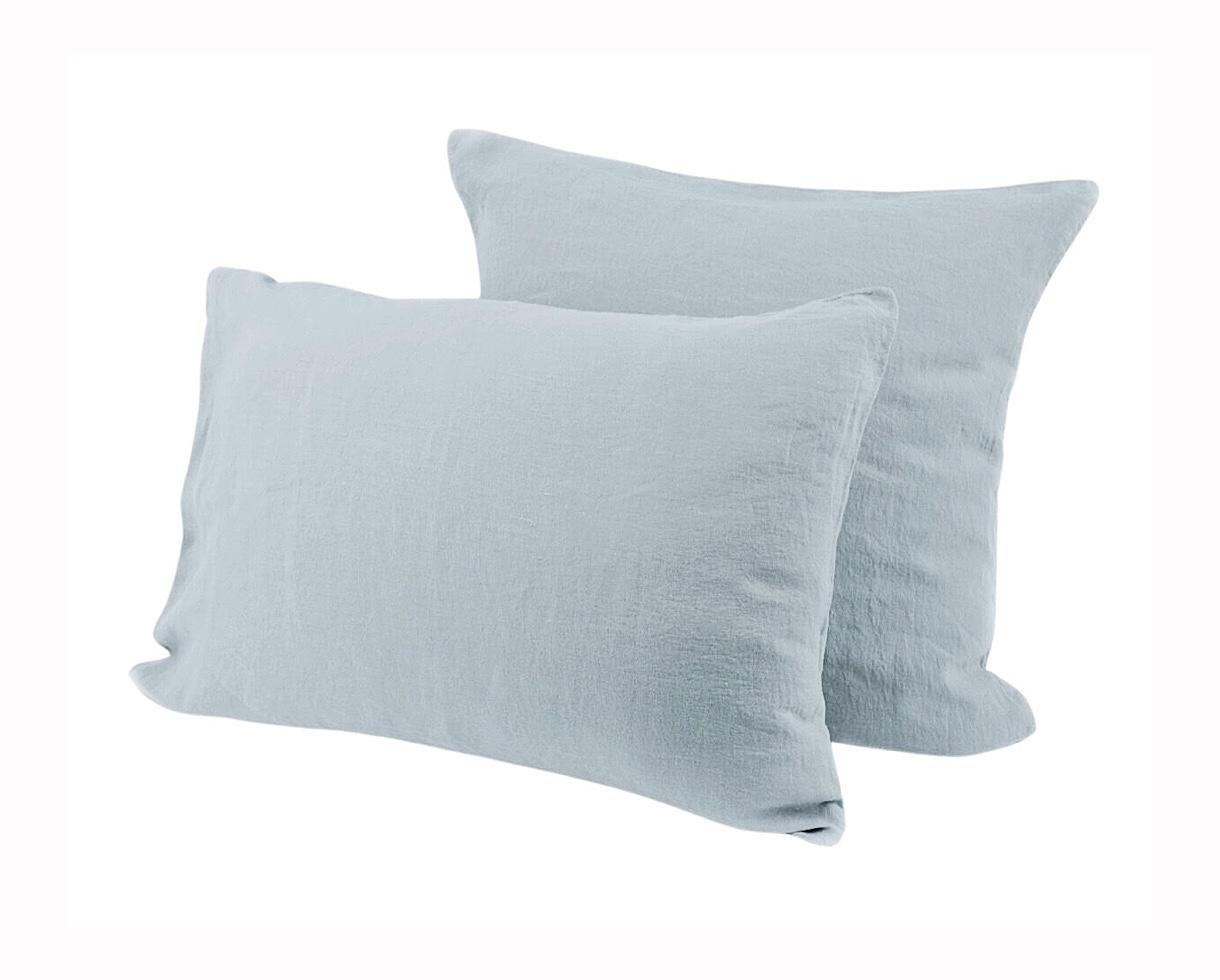 Taie d'oreiller en lin 100% Bleu Embruns - Couleur Chanvre