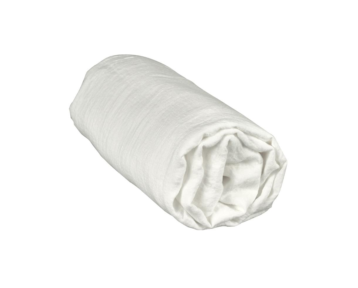 Linen fitted sheet White Limestone - Couleur Chanvre