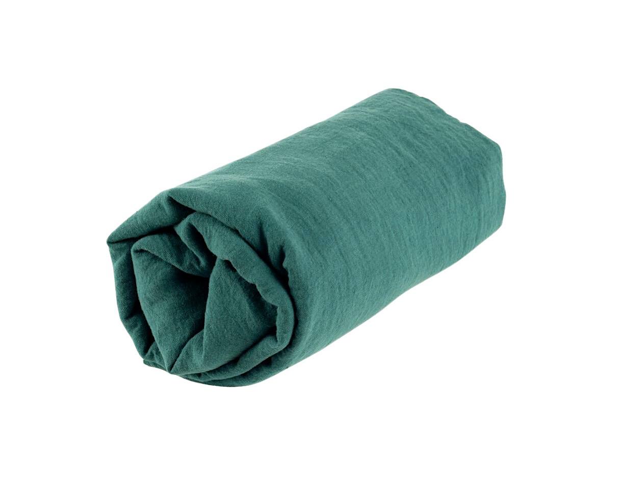 Drap housse en lin 100% Vert Emeraude - Couleur Chanvre